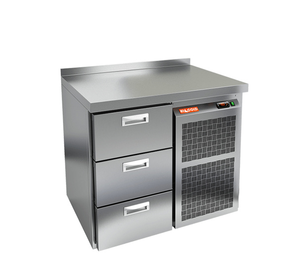 Холодильный стол HICOLD GN 3 BR2 BT, бок, 3 ящика (-18...-10°С)